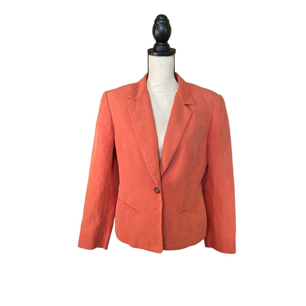 Liz Claiborne Womens Womens Blazer Coral Size 10 Silk/Linen Blend Corpcore
